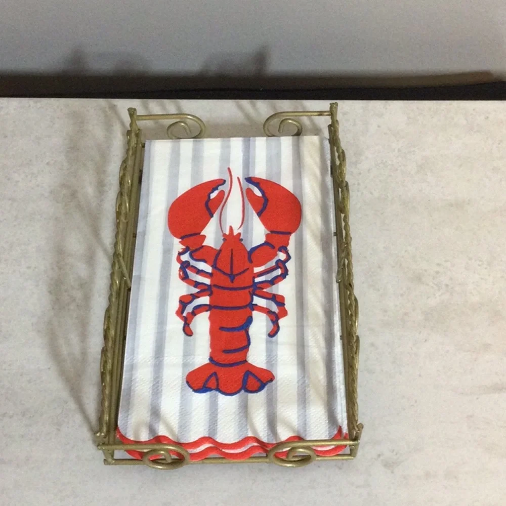 Gold Decorative Metal Bath Hand Towel Tray
